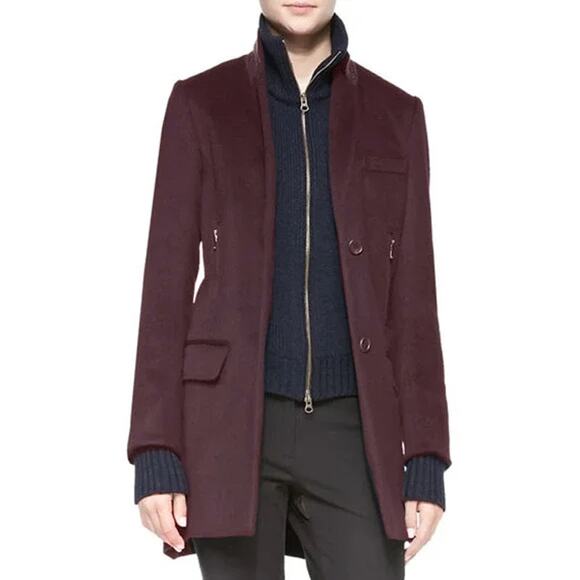 Veronica‎ Beard Uptown Dickey Burgundy Car Coat Wool Cashmere Blend RARE! Sz 0 - Picture 1 of 10